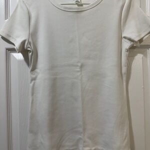 H&M White Ribbed T-Shirt